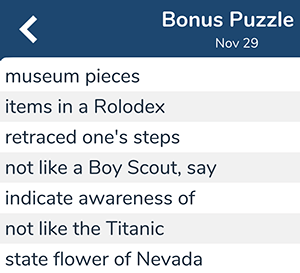 November 29th 7 little words bonus answers