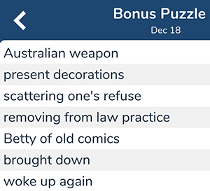 December 18th 7 little words bonus answers