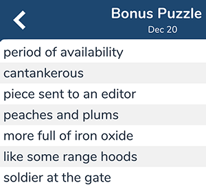 December 20th 7 little words bonus answers