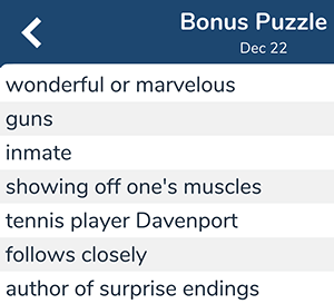 December 22nd 7 little words bonus answers