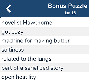 January 18th 7 little words bonus answers
