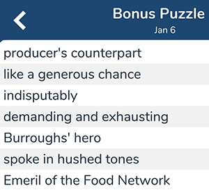 January 6th 7 little words bonus answers