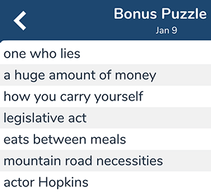 January 9th 7 little words bonus answers